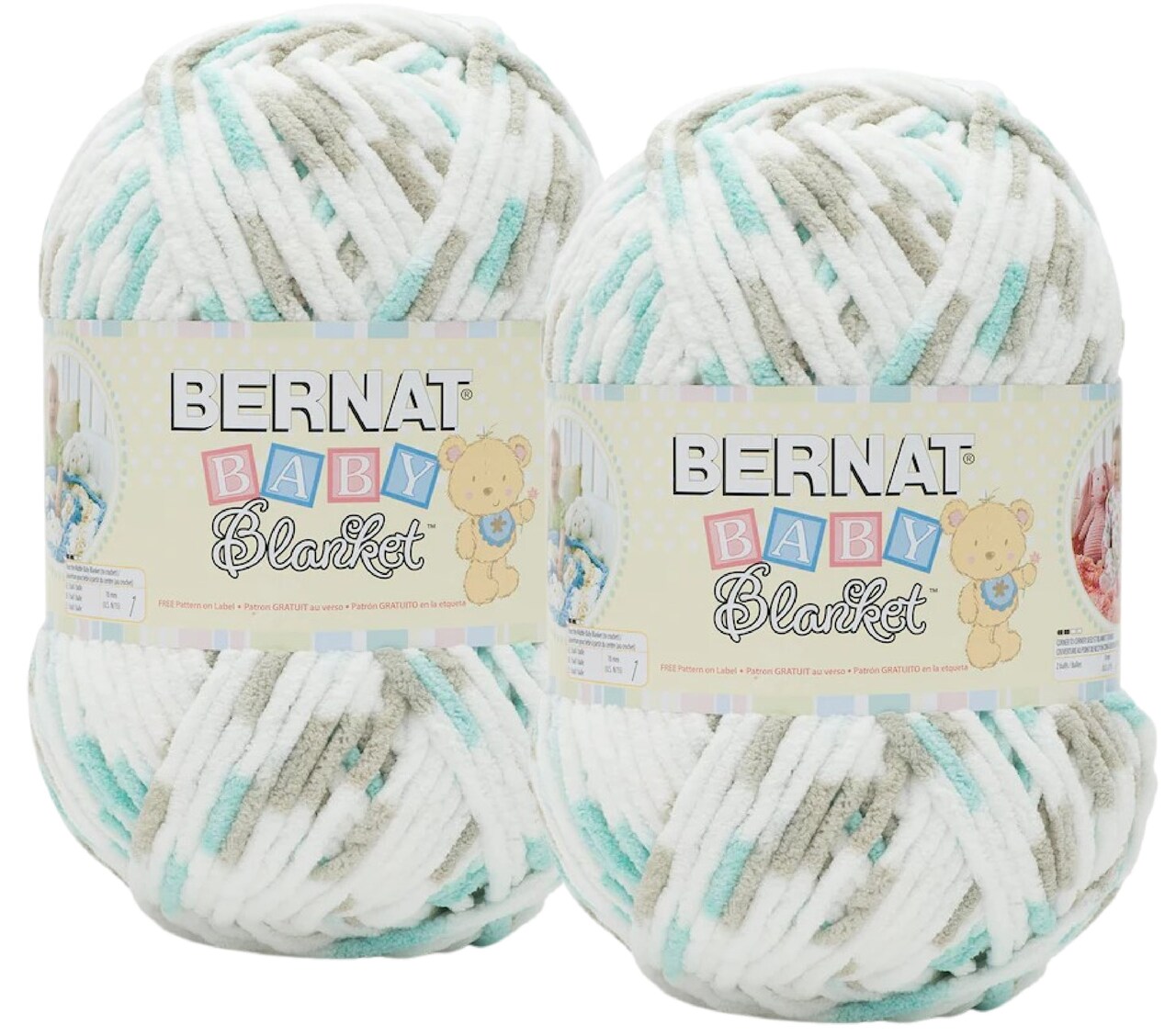 Bernat Baby Blanket Yarn - Big Ball (10.5 oz) - 2 Pack (Seafoam Print)